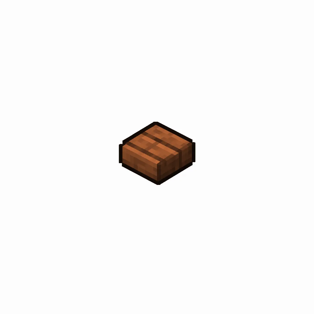 Pixel art illustration of a small chunky acacia wood button