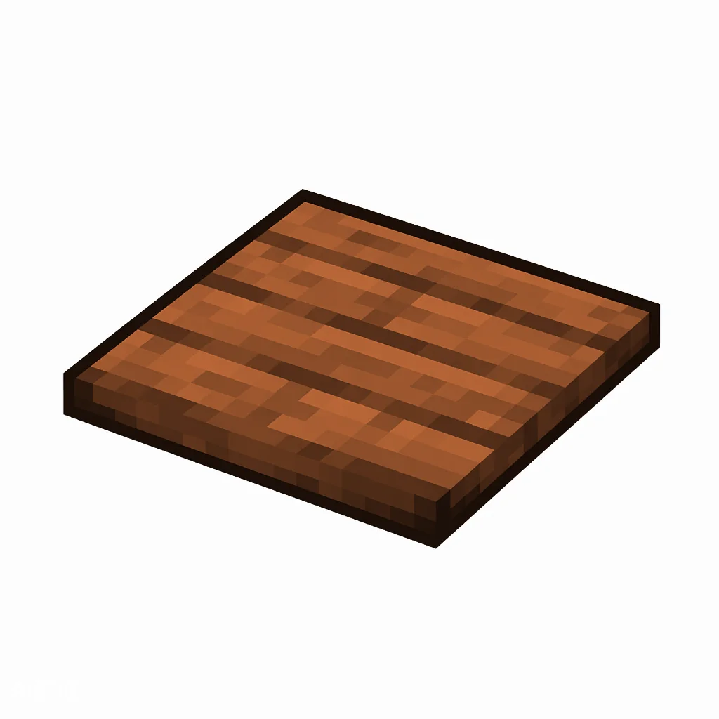Pixel art illustration of a thin flat acacia wood pressure plate