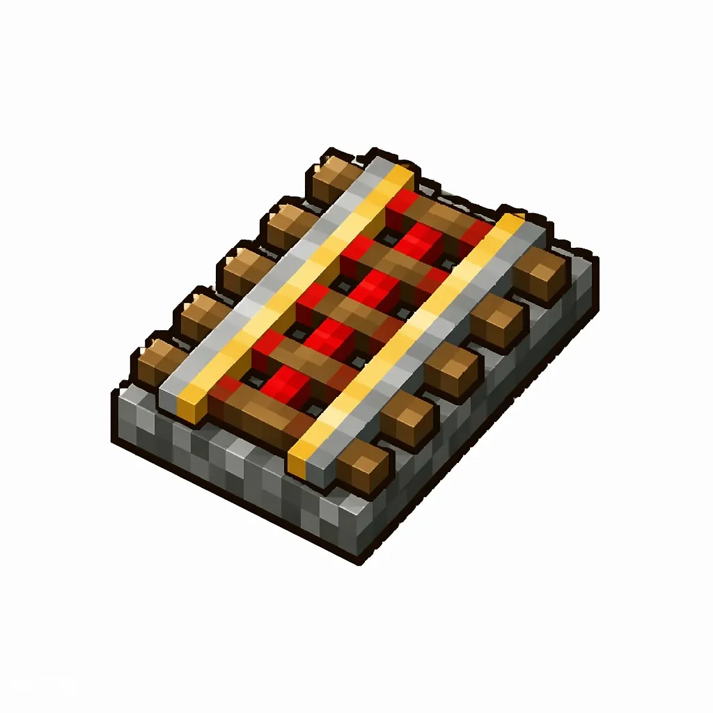 Pixel art illustration of an activator rail with a glowing red element