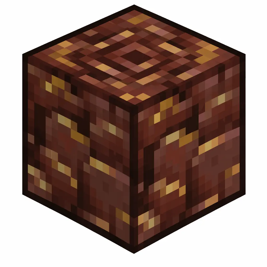 Pixel art illustration of an ancient debris in chunky voxel game style