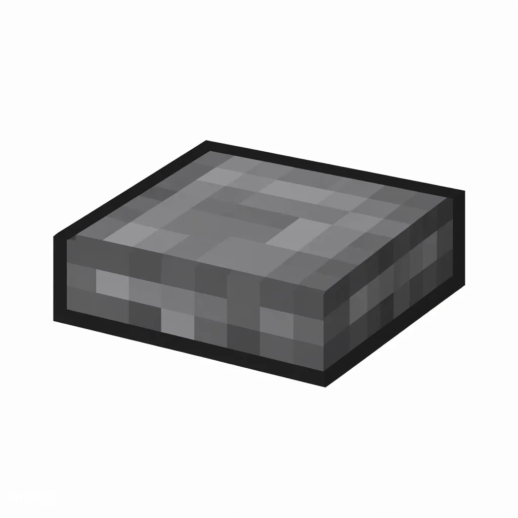 Pixel art illustration of an andesite slab, a half-height flat block