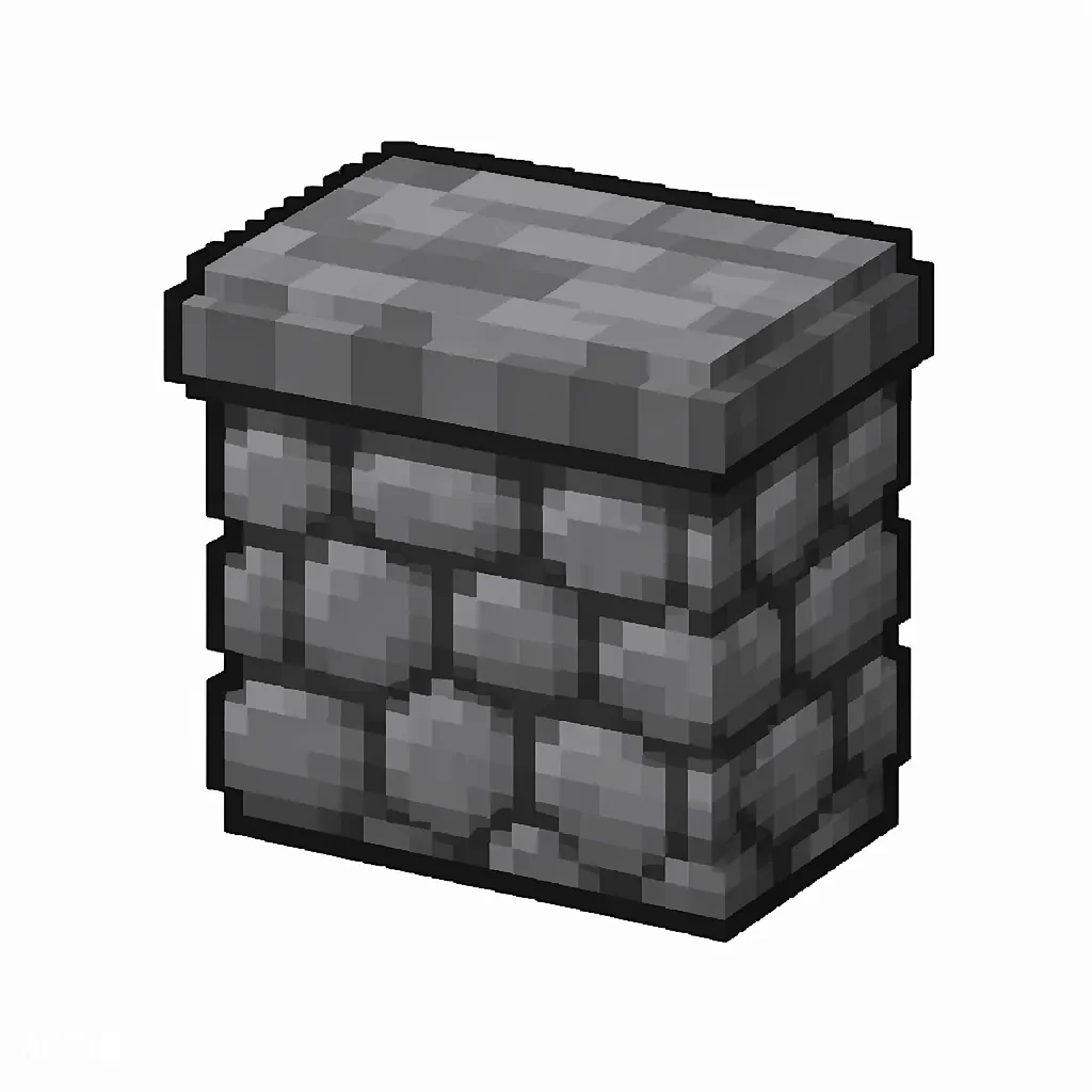 Pixel art illustration of an andesite wall, a short sturdy wall pillar