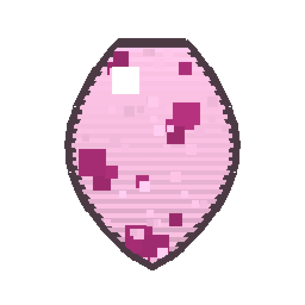 Pixel art illustration of an Axolotl Spawn Egg with a two-tone speckled shell