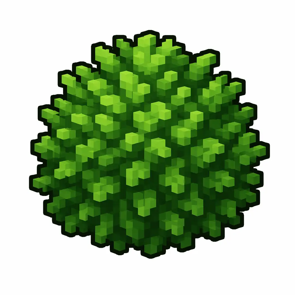 Pixel art illustration of an azalea in chunky voxel game style