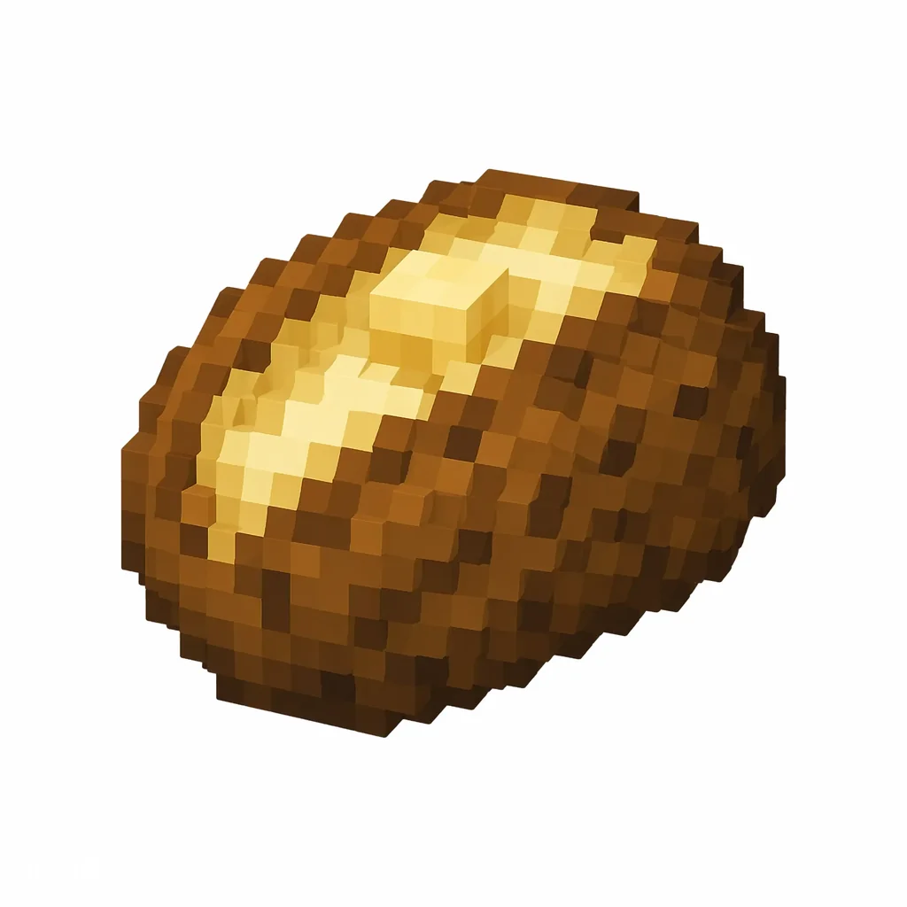 Pixel art illustration of a warm brown baked potato
