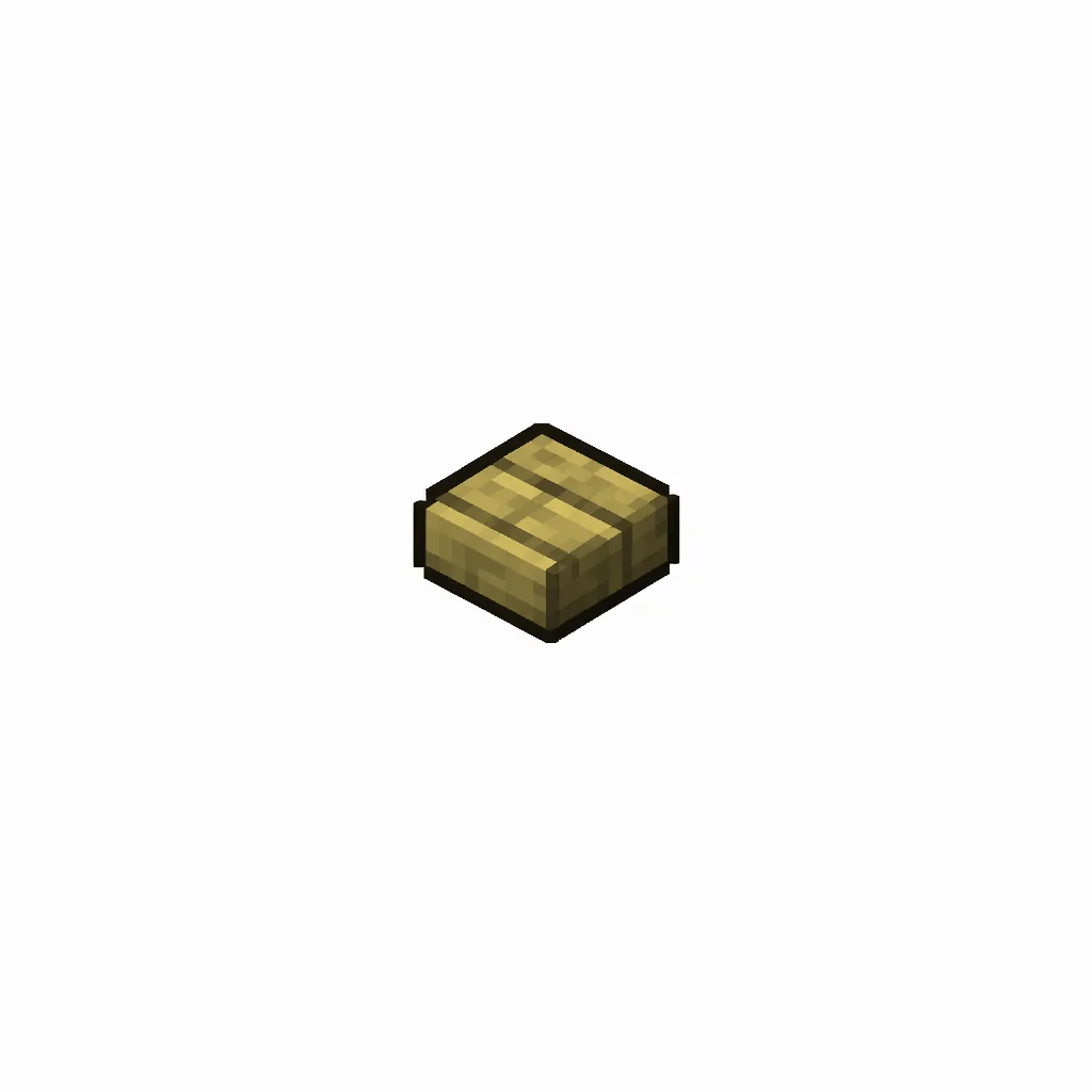 Pixel art illustration of a small chunky bamboo wood button