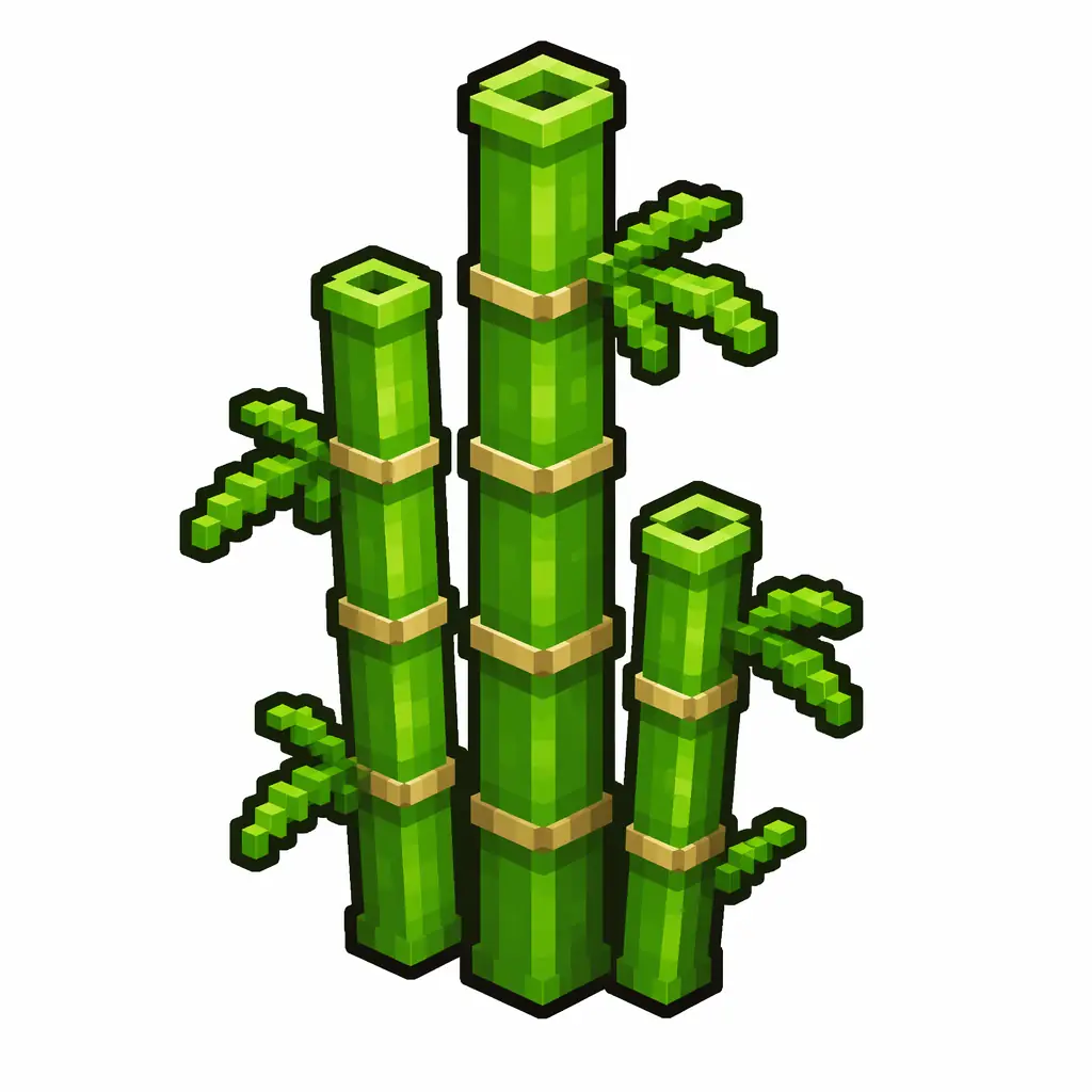 Pixel art illustration of a bamboo in chunky voxel game style
