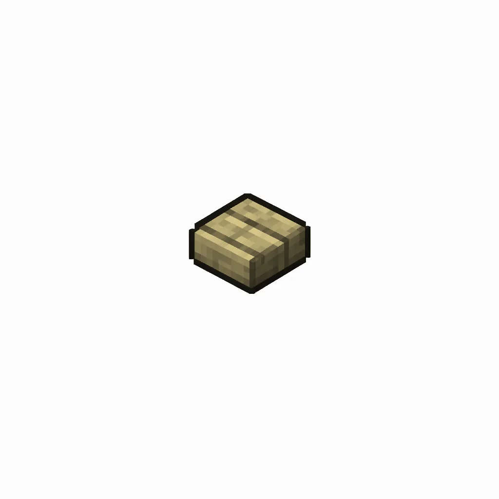 Pixel art illustration of a small chunky birch wood button