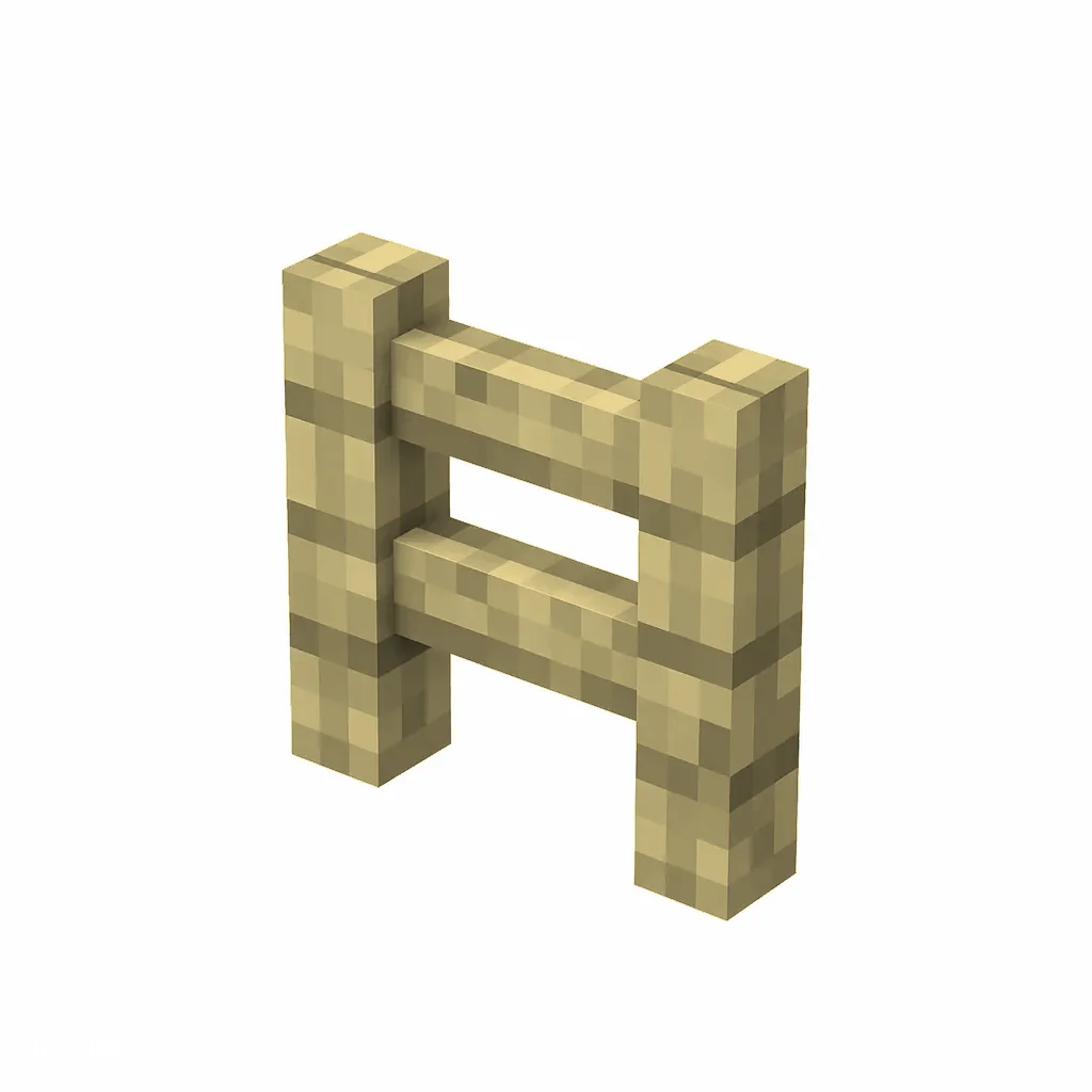 Pixel art illustration of a birch wooden fence with two posts and rails
