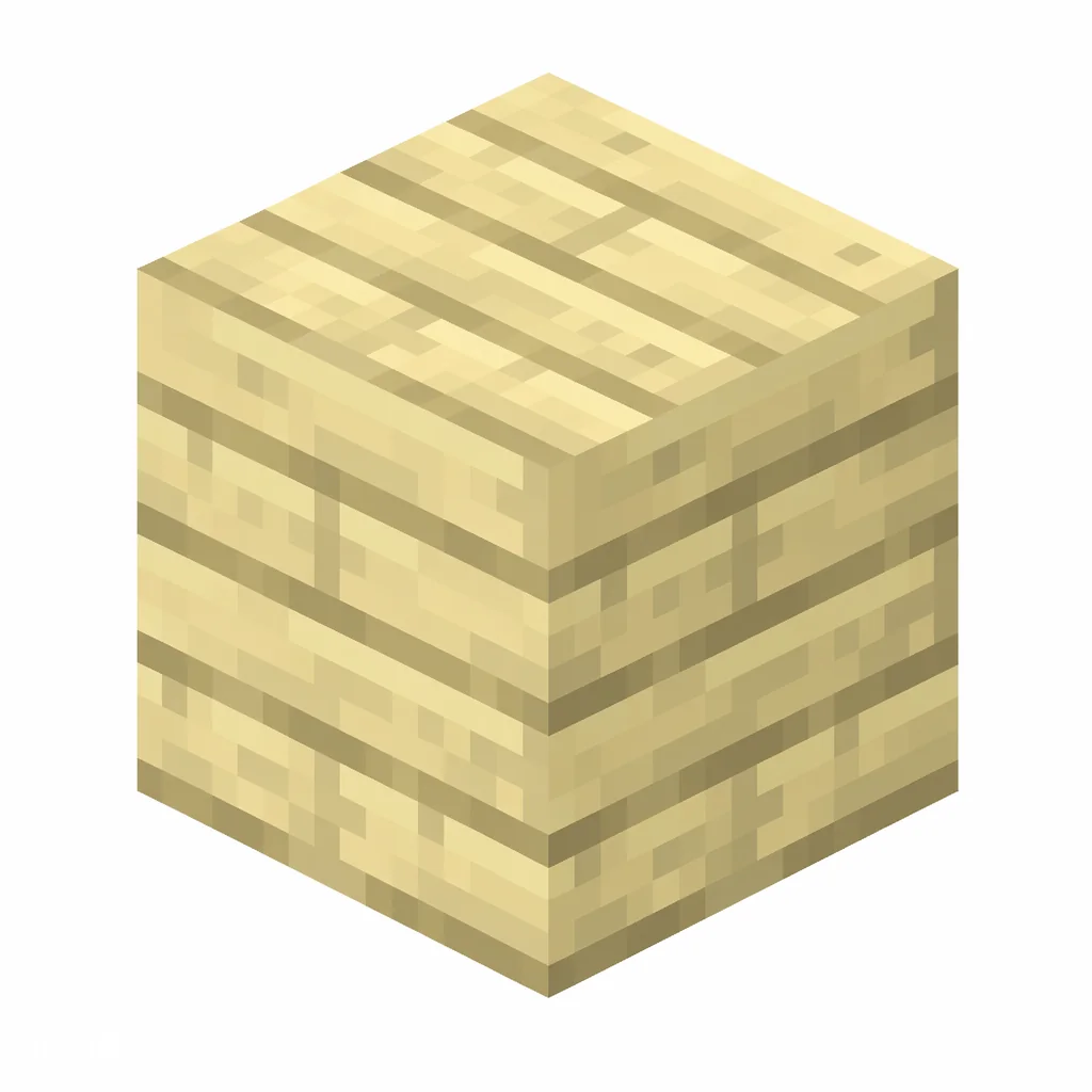 Pixel art illustration of a birch planks block with pale cream horizontal boards