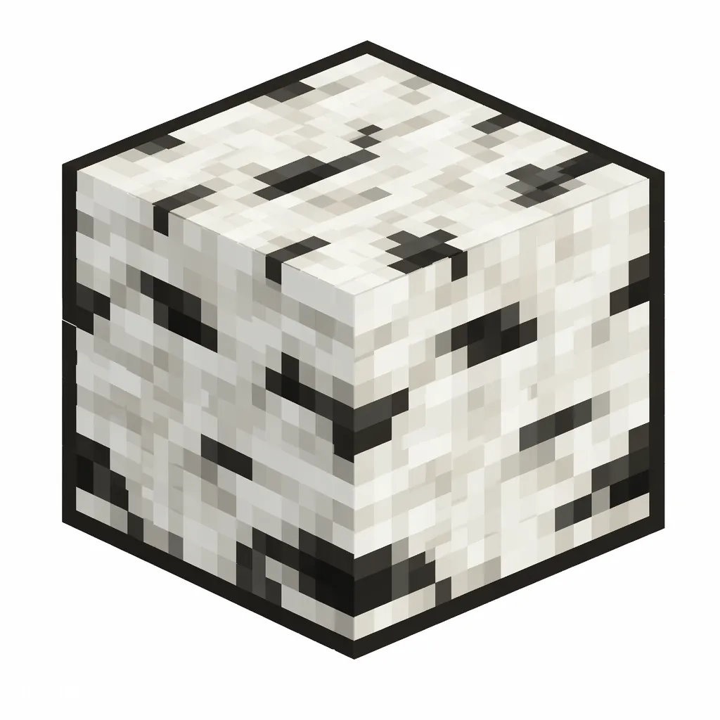 Pixel art illustration of a birch wood block with bark on all six faces