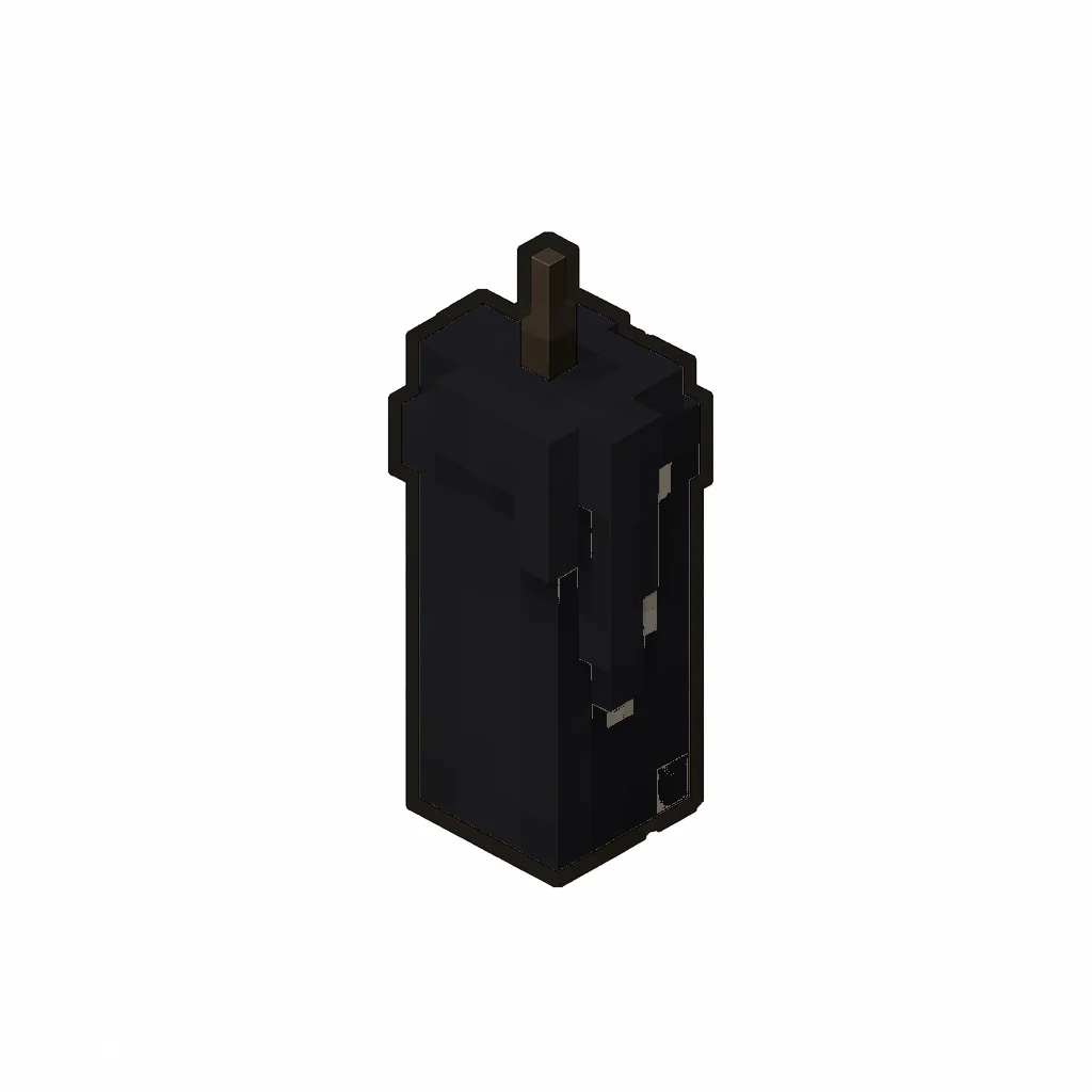 Pixel art illustration of an unlit black candle with soft wax drips and a dark wick