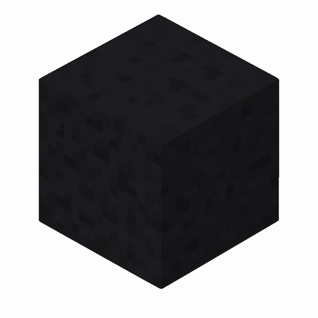 Pixel art illustration of a black concrete powder block with a grainy powder texture