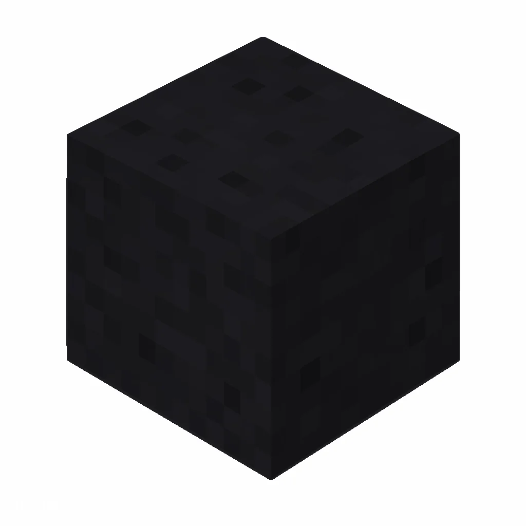 Pixel art illustration of a black concrete block with a fine speckled black cement texture