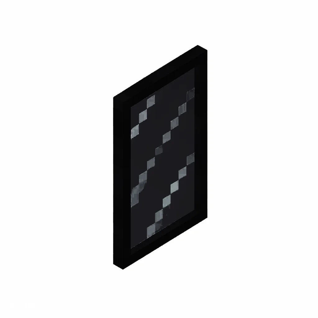 Pixel art illustration of a black stained glass pane, a thin tinted transparent panel