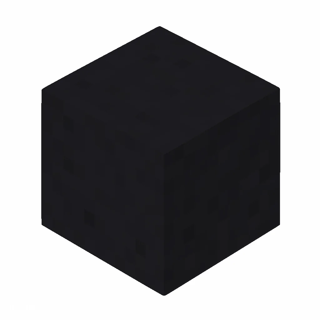 Pixel art illustration of a black wool block with dense black wool fibers