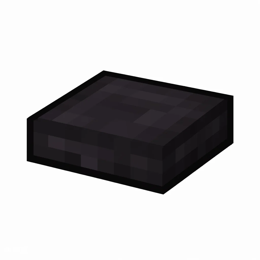 Pixel art illustration of a blackstone slab, a half-height flat block