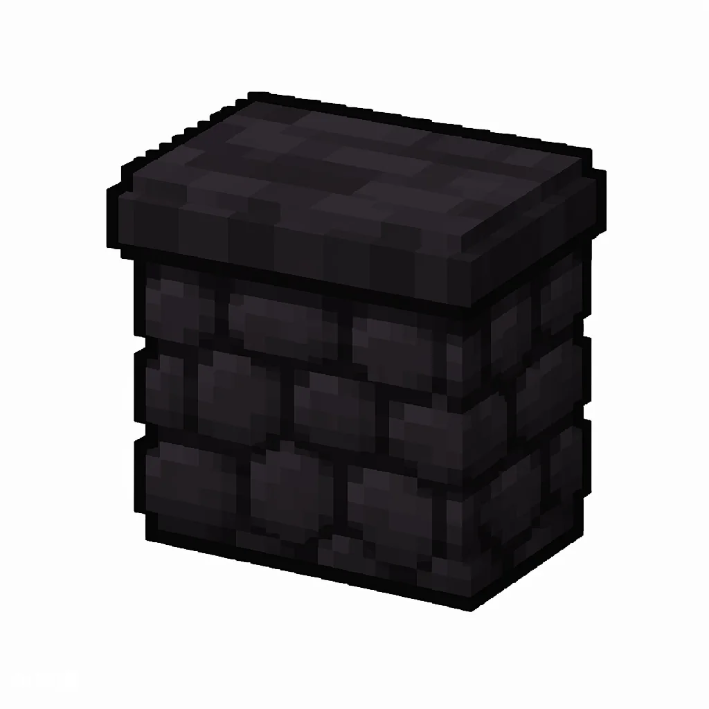 Pixel art illustration of a blackstone wall, a short sturdy wall pillar
