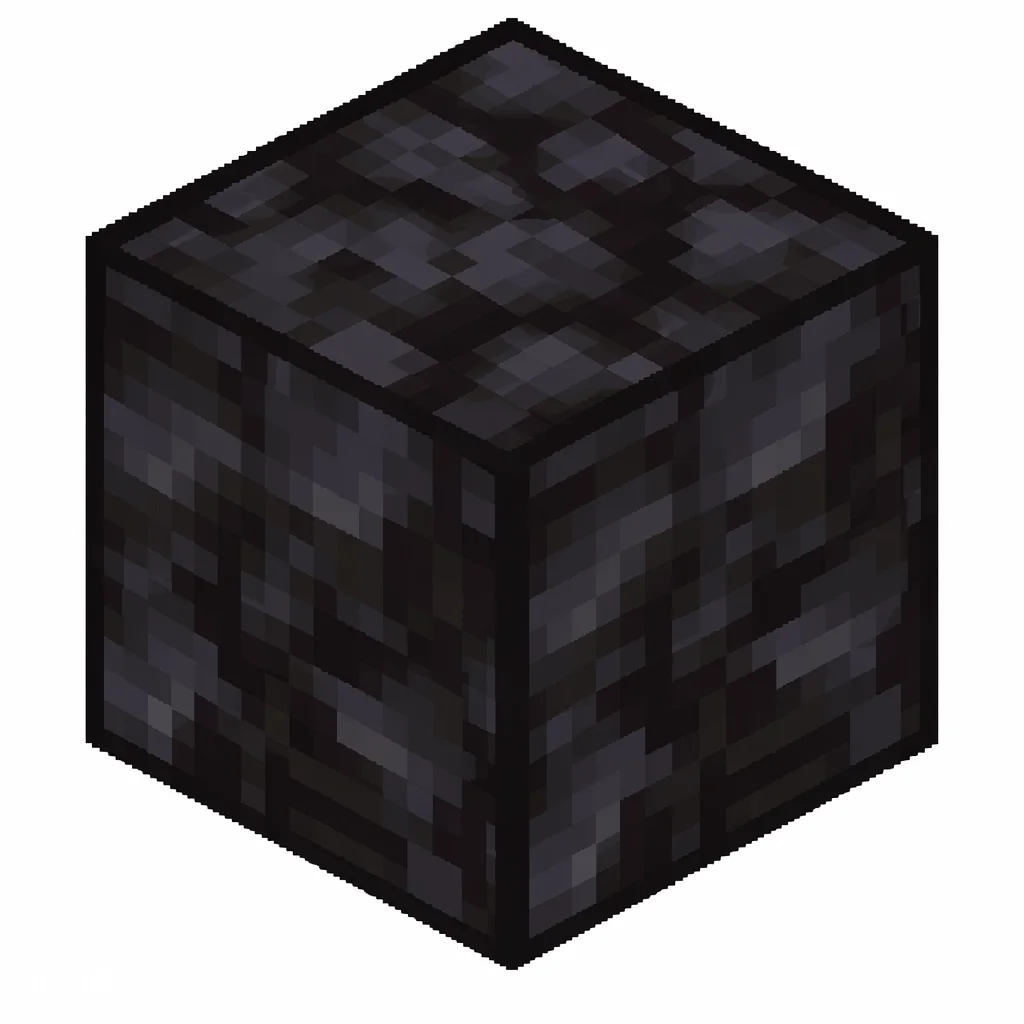 Pixel art illustration of a blackstone in chunky voxel game style