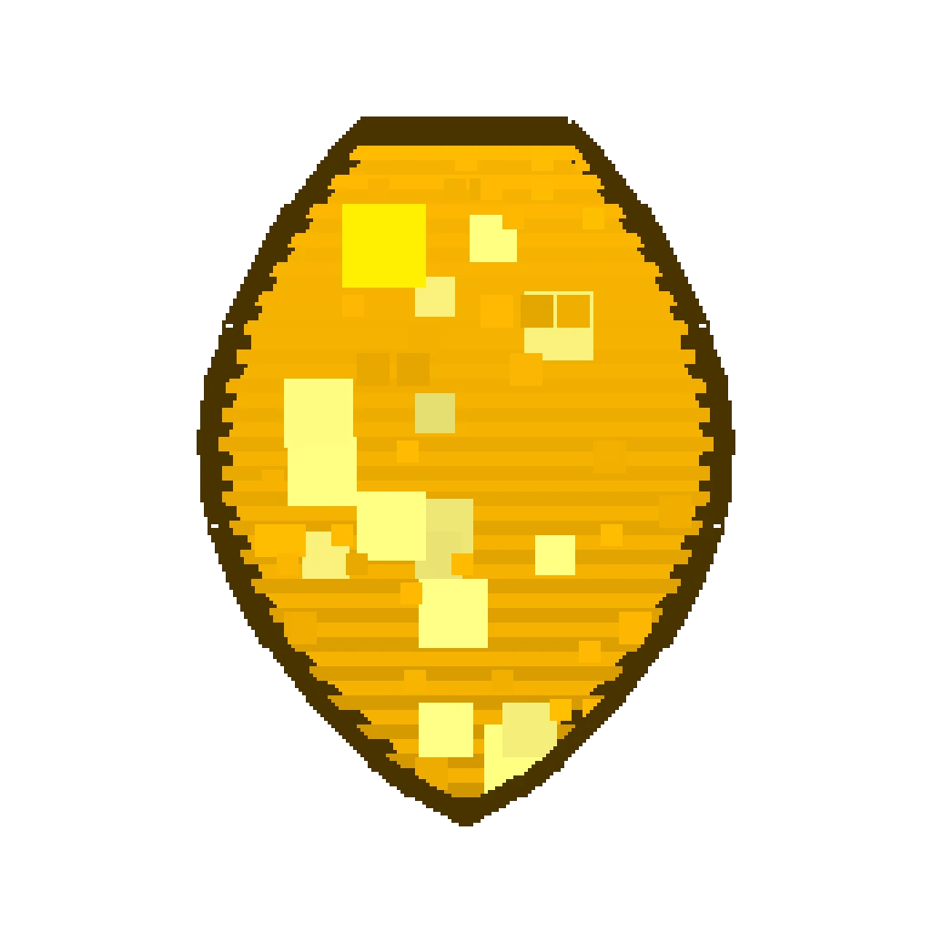 Pixel art illustration of a Blaze Spawn Egg with a two-tone speckled shell