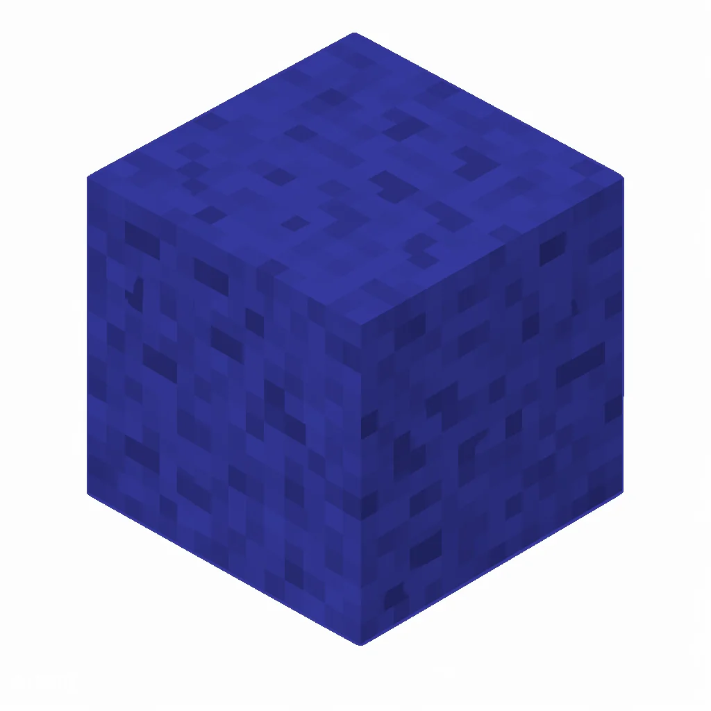 Pixel art illustration of a blue concrete powder block with a grainy powder texture