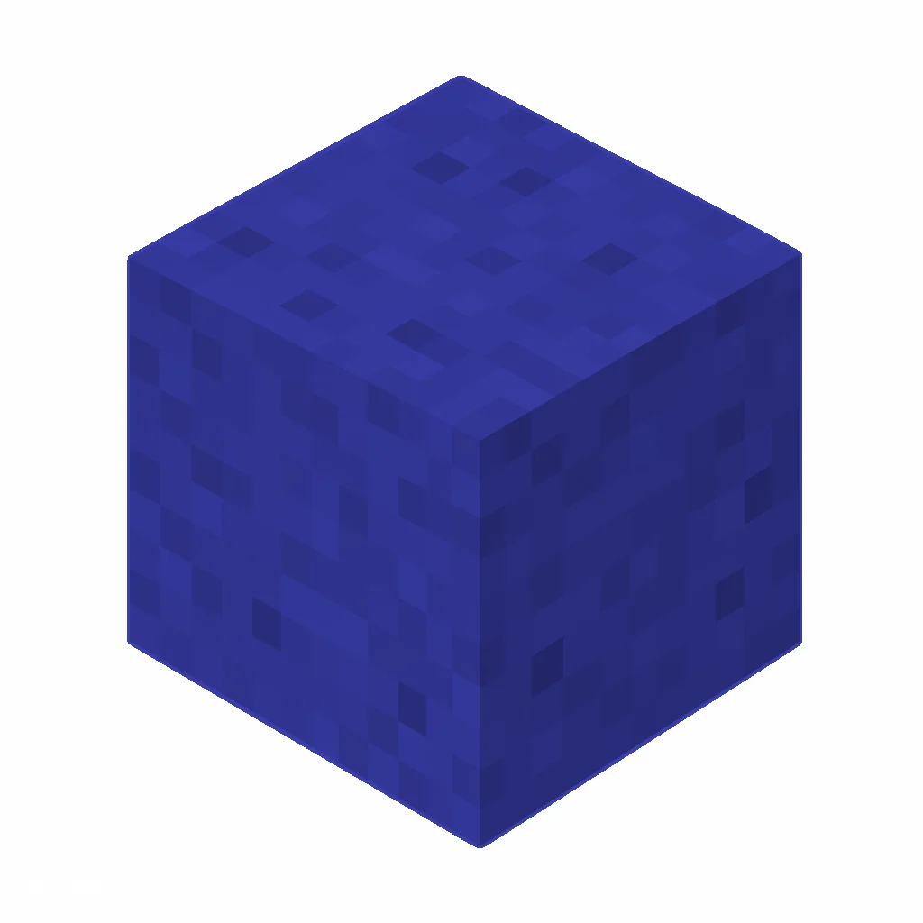 Pixel art illustration of a blue terracotta block with a smooth matte blue clay texture