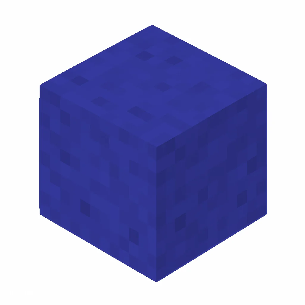 Pixel art illustration of a blue wool block with dense blue wool fibers