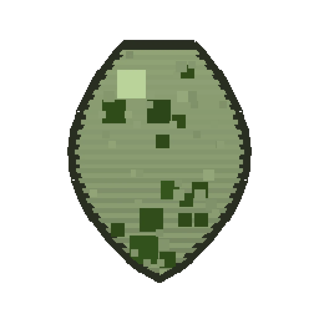 Pixel art illustration of a Bogged Spawn Egg with a two-tone speckled shell