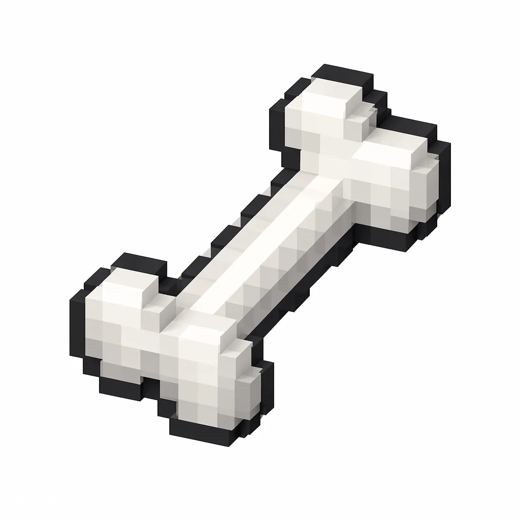 Pixel art illustration of a clean white bone with thick rounded ends