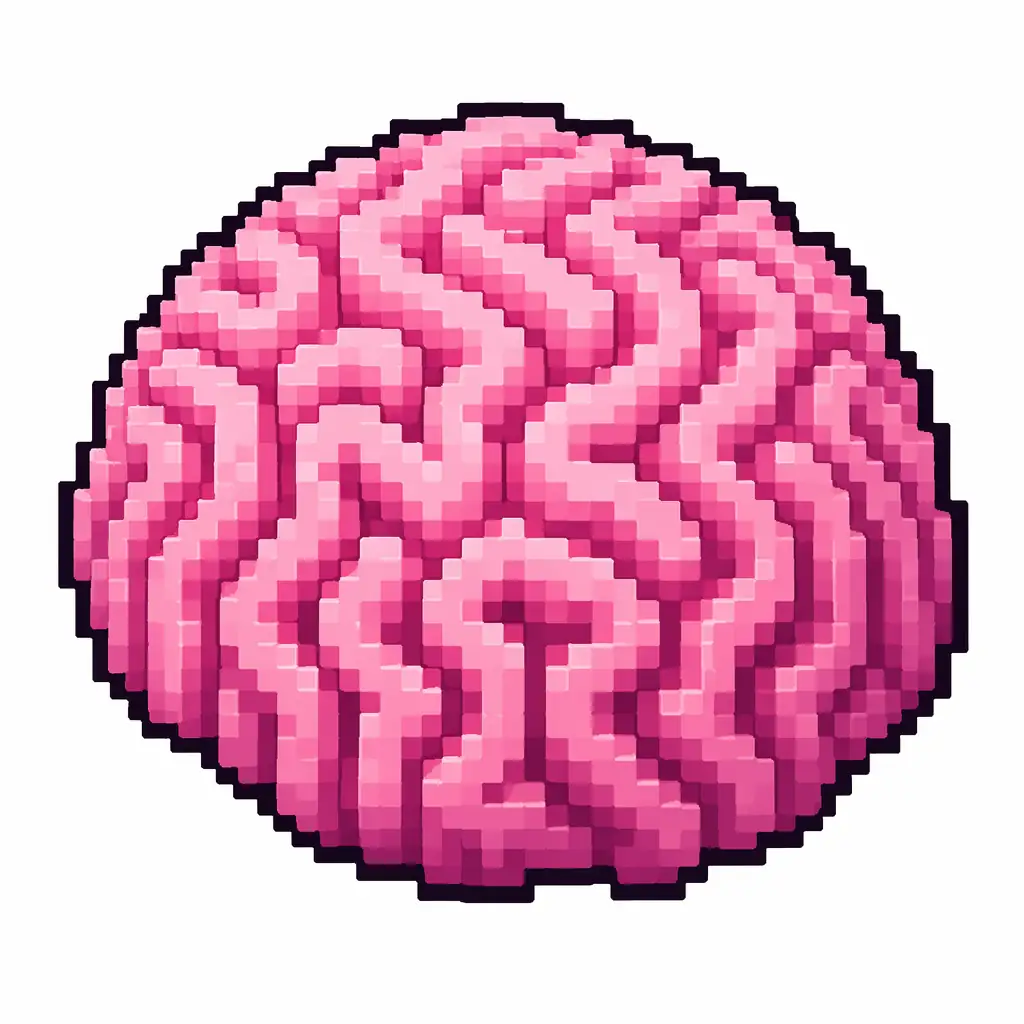 Pixel art illustration of a pink branching coral organism