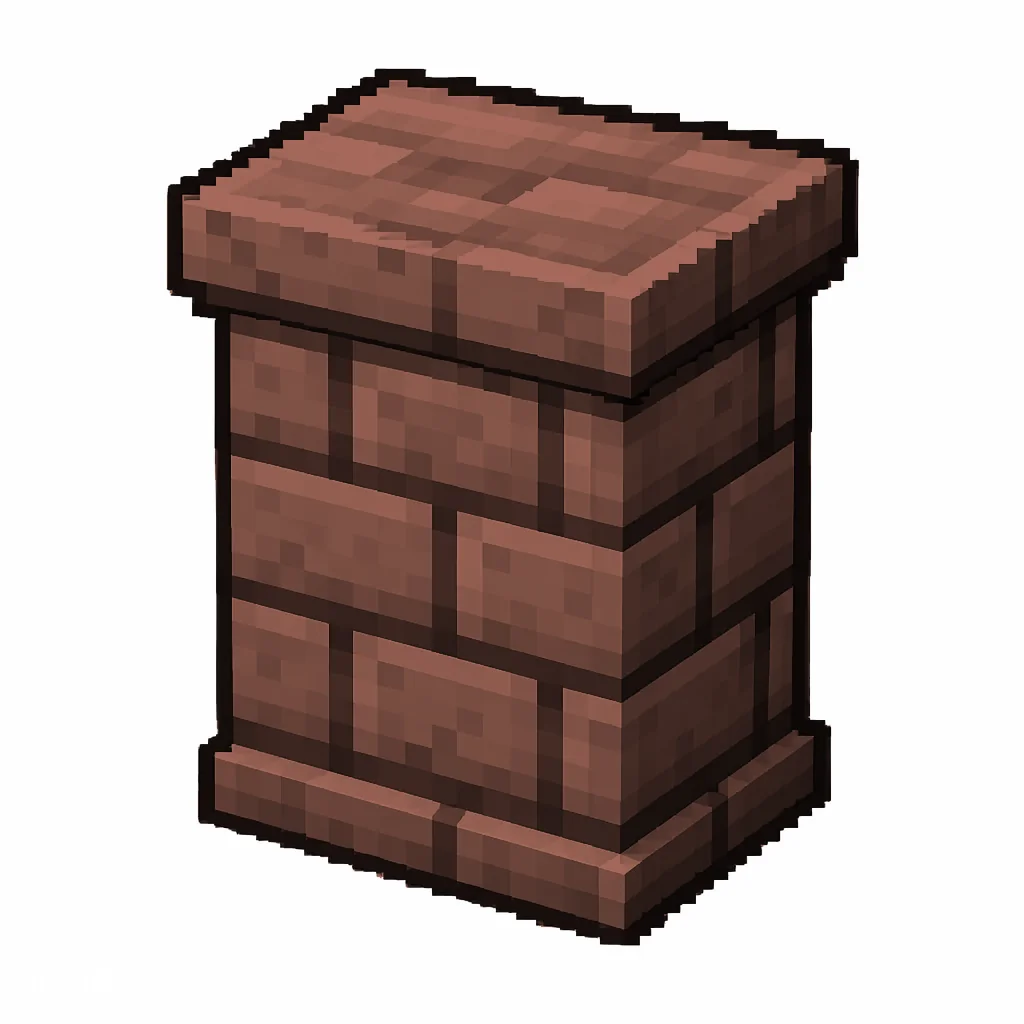 Pixel art illustration of a brick wall, a short sturdy wall pillar