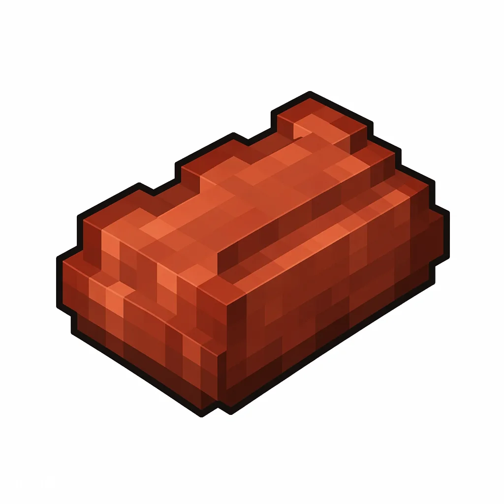 Pixel art illustration of a rectangular reddish-brown fired clay brick