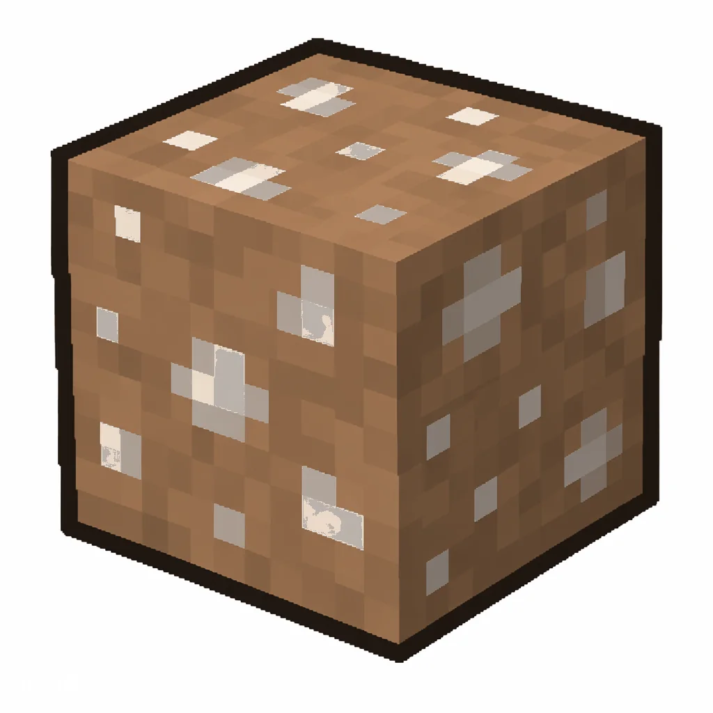 Pixel art illustration of a brown mushroom block in chunky voxel game style