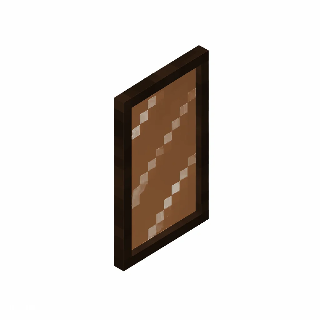 Pixel art illustration of a brown stained glass pane, a thin tinted transparent panel