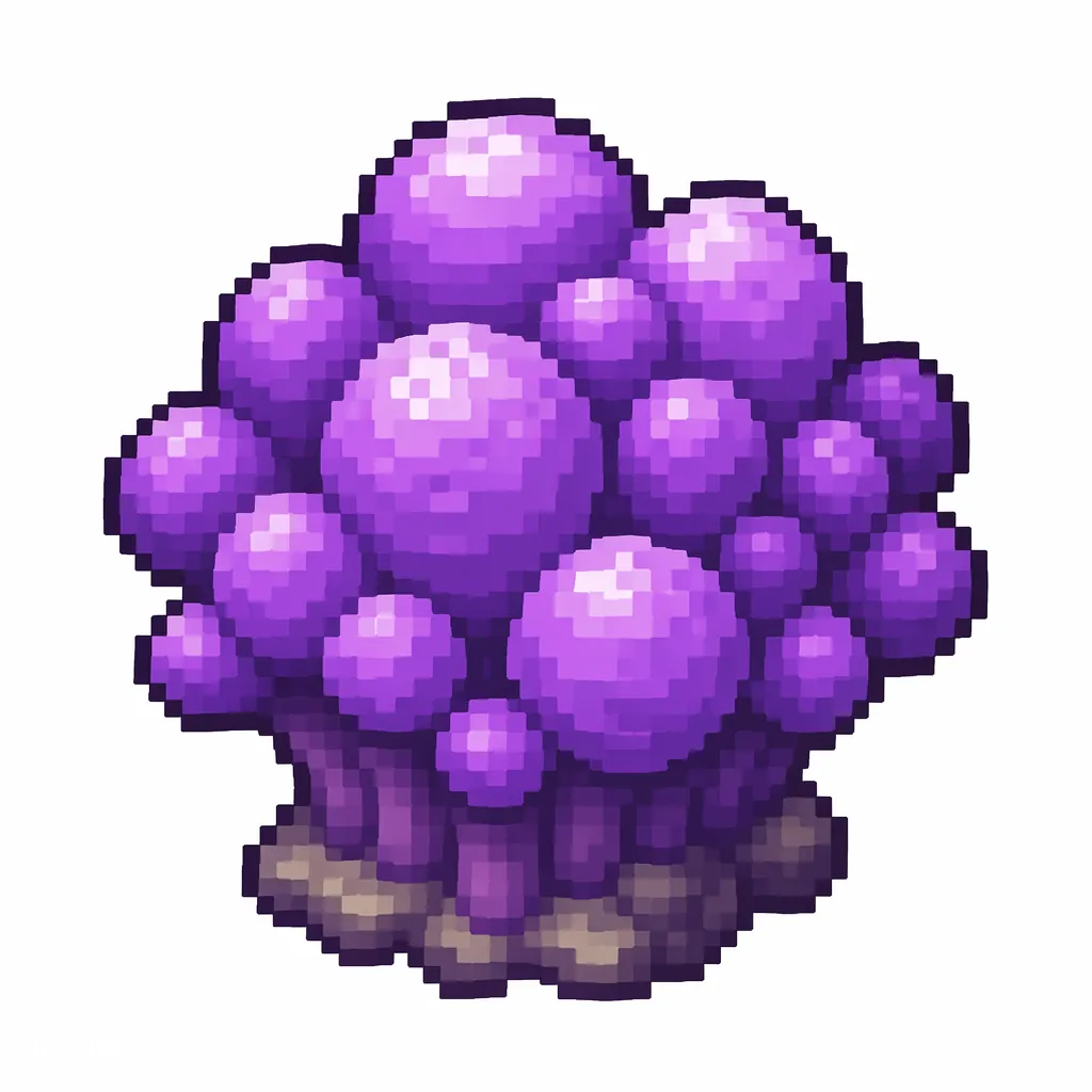 Pixel art illustration of a purple branching coral organism