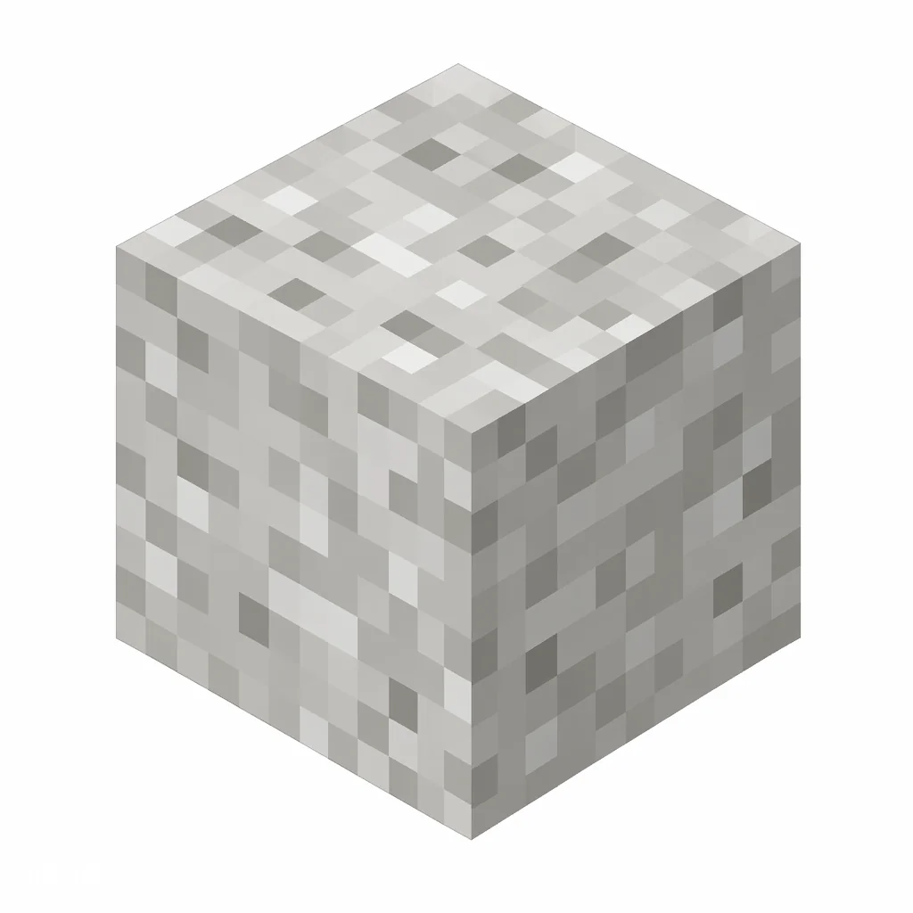 Pixel art illustration of a calcite block with smooth milky off-white mineral stone