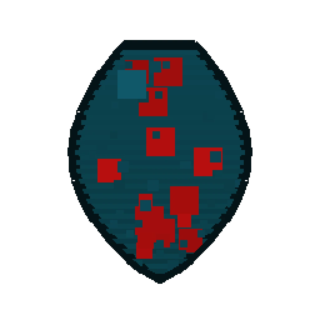 Pixel art illustration of a Cave Spider Spawn Egg with a two-tone speckled shell
