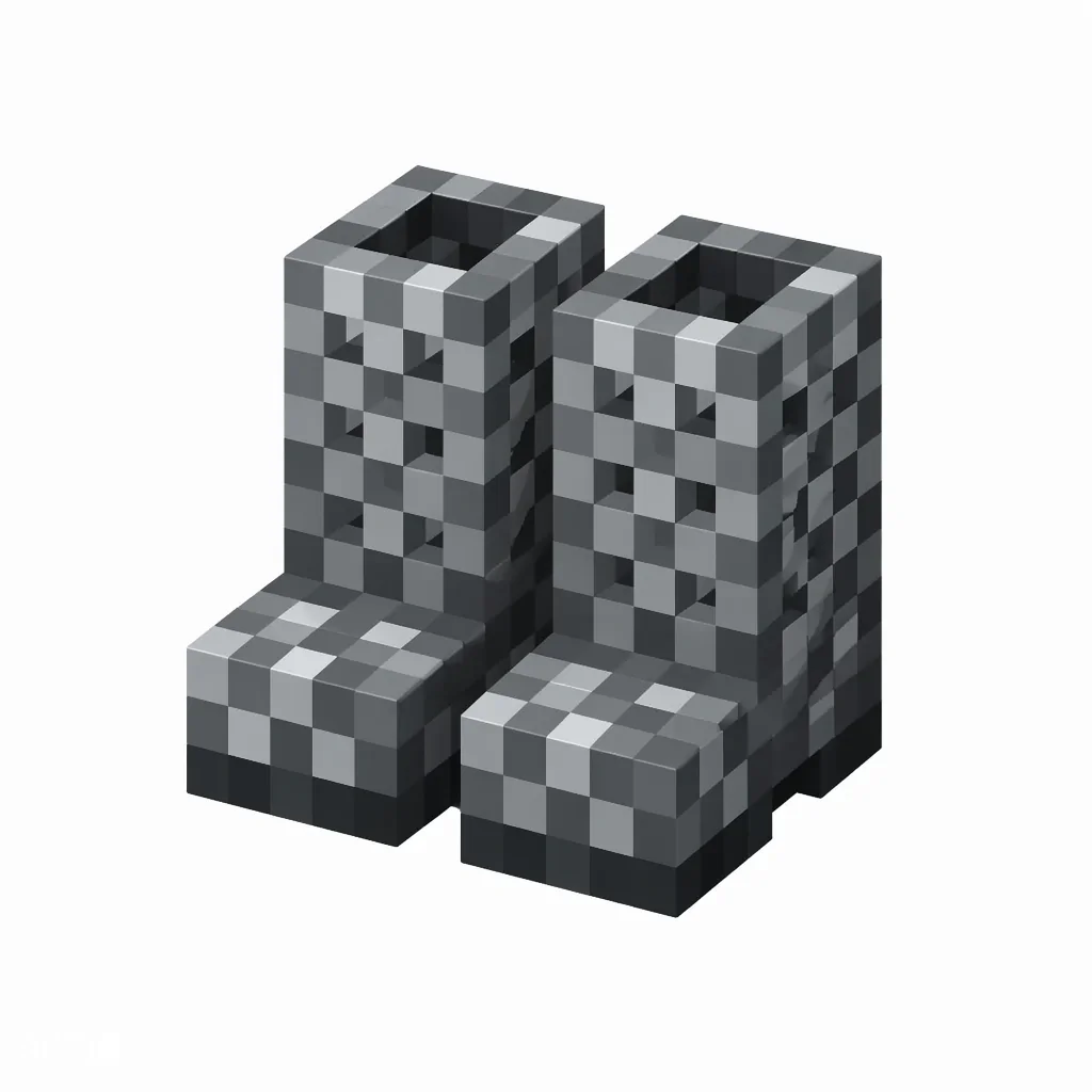 Pixel art illustration of a gray chain-link boots armor piece