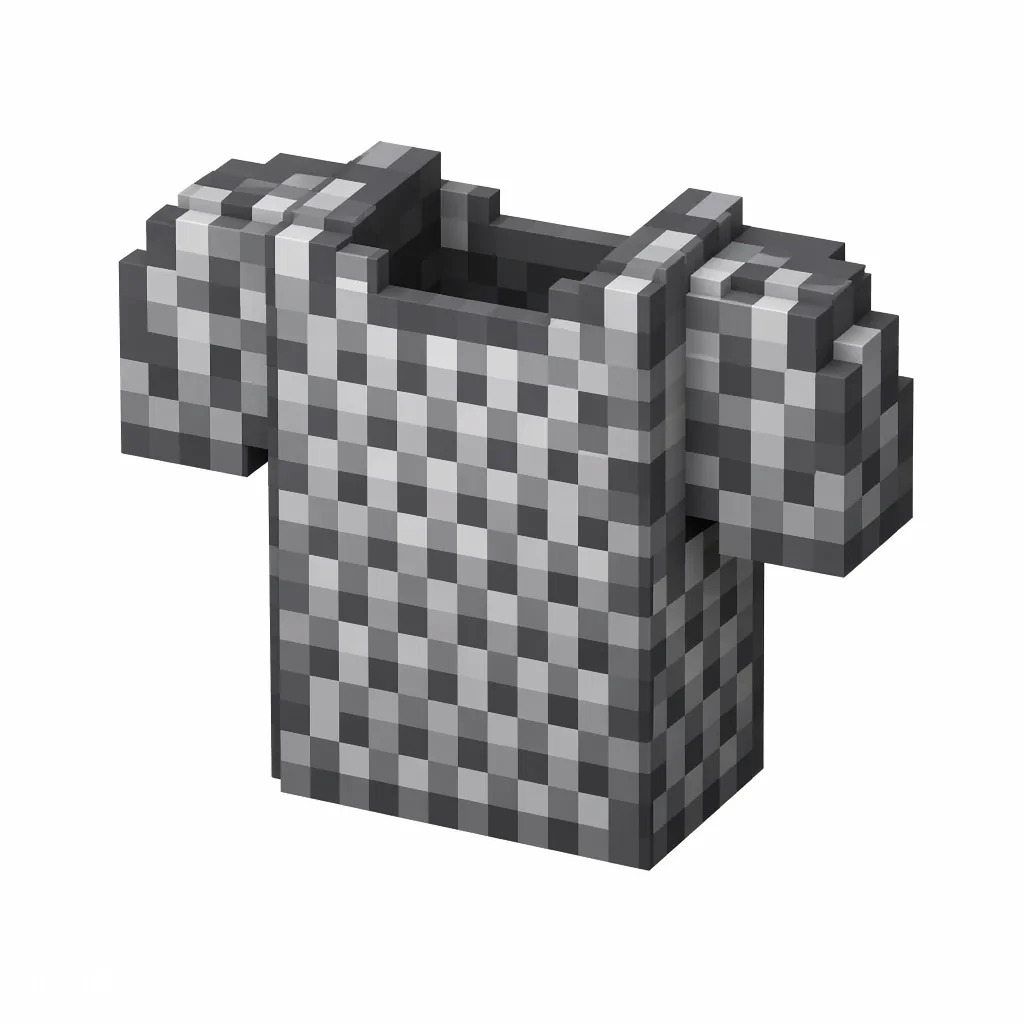 Pixel art illustration of a gray chain-link chestplate armor piece
