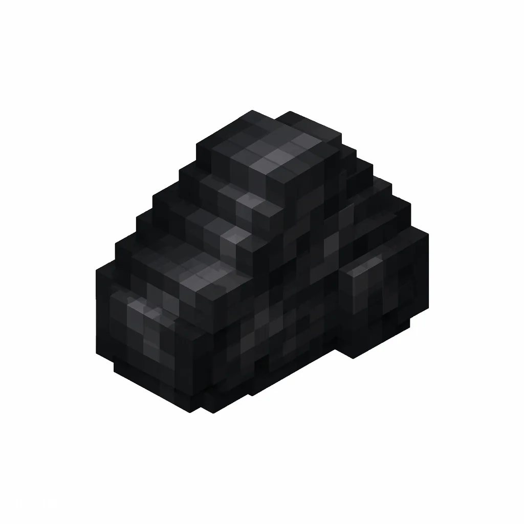 Pixel art illustration of a matte black lump of charcoal