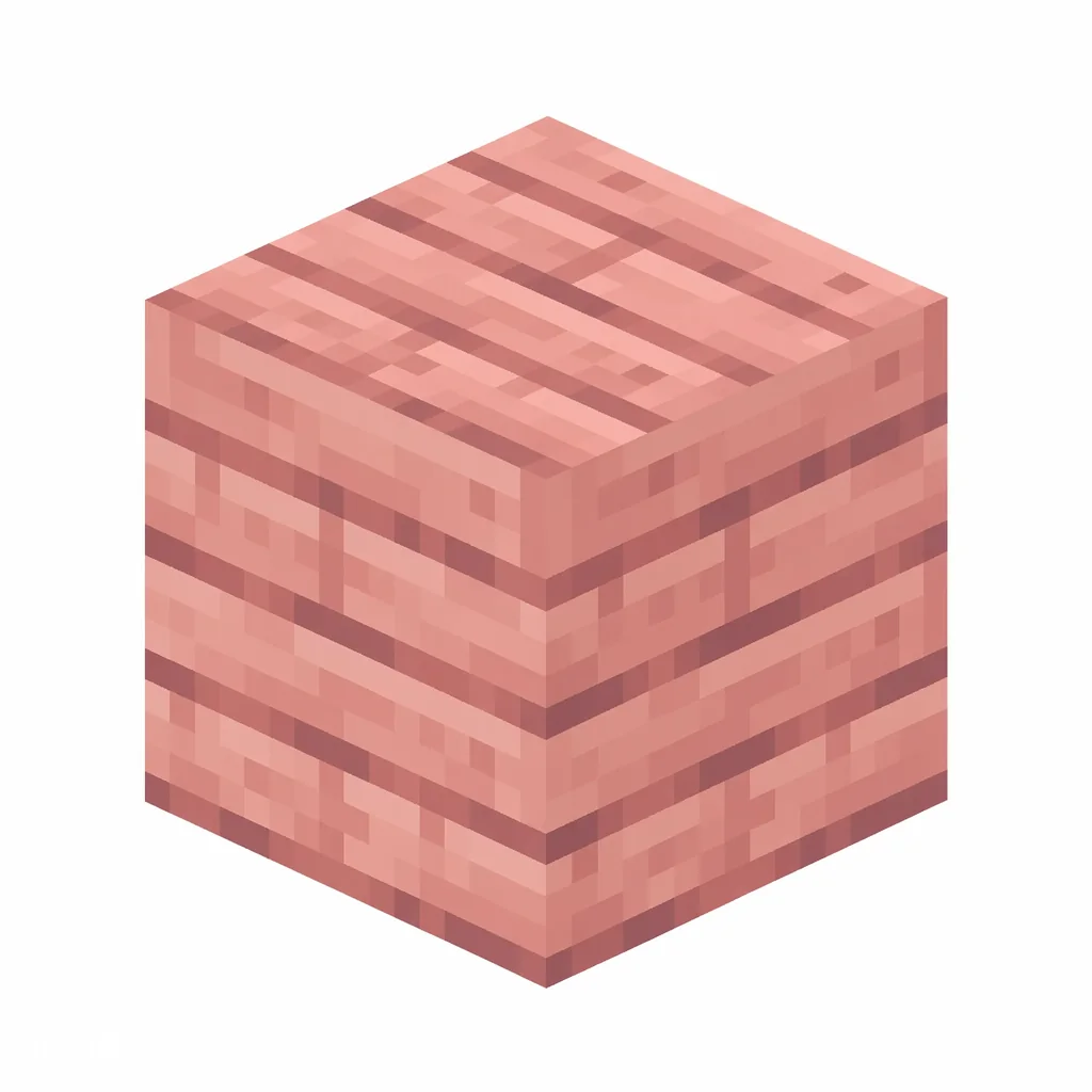 Pixel art illustration of a cherry planks block with soft pale pink boards