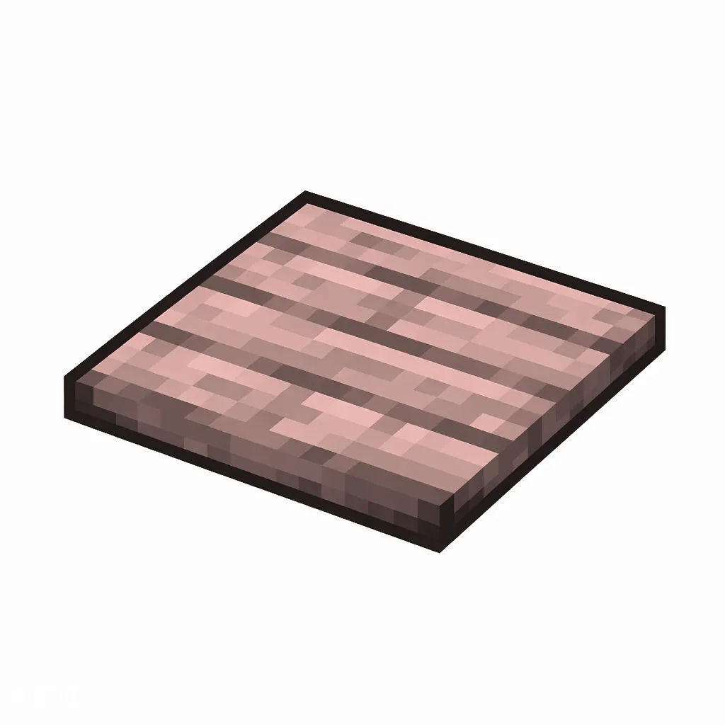 Pixel art illustration of a thin flat cherry wood pressure plate
