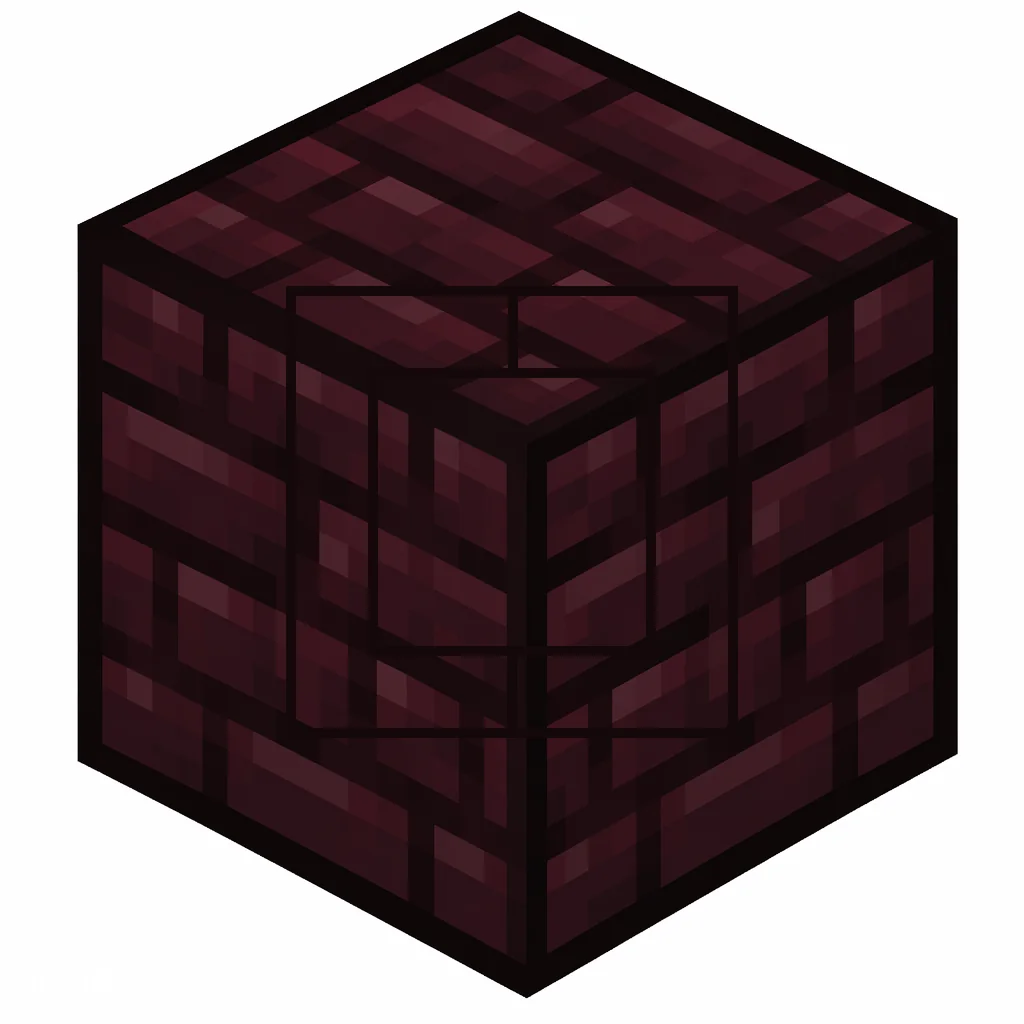 Pixel art illustration of chiseled nether bricks, a brick cube block
