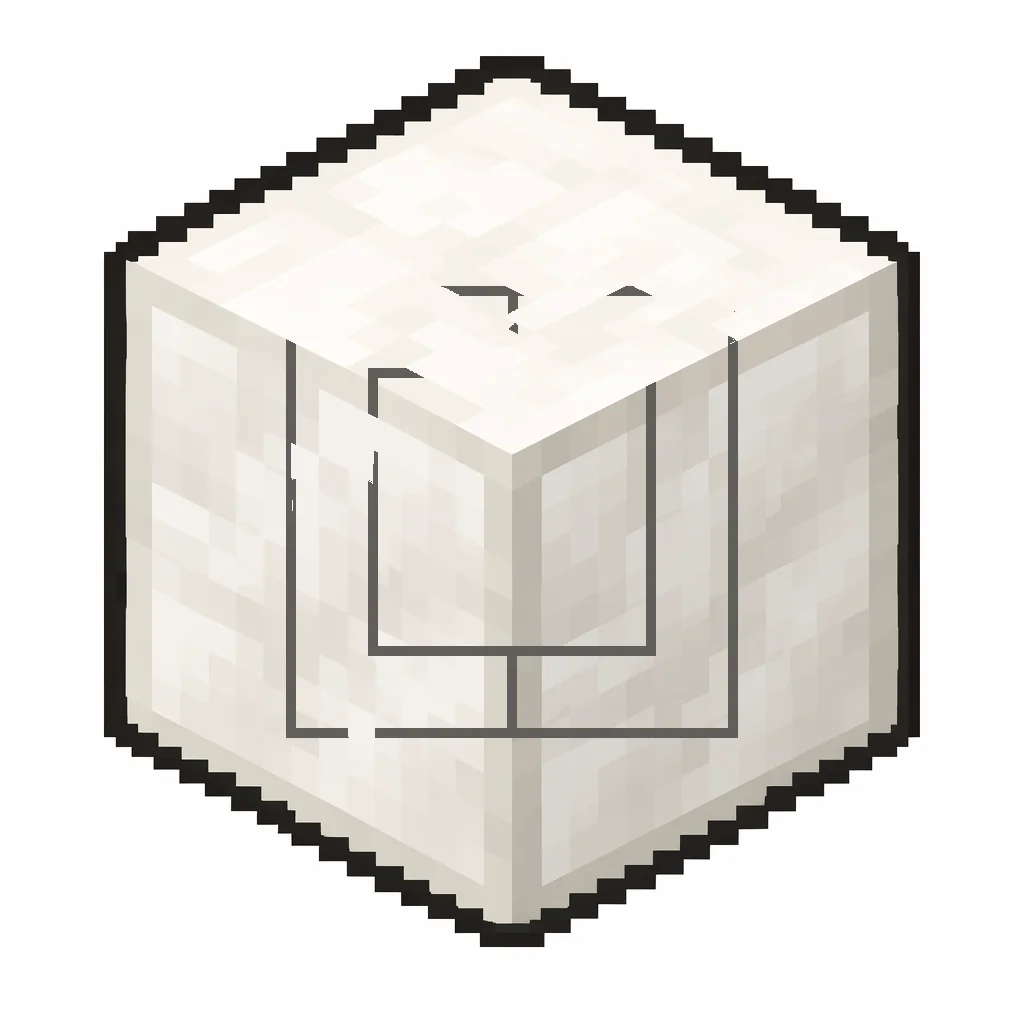 Pixel art illustration of a chiseled quartz block in chunky voxel game style