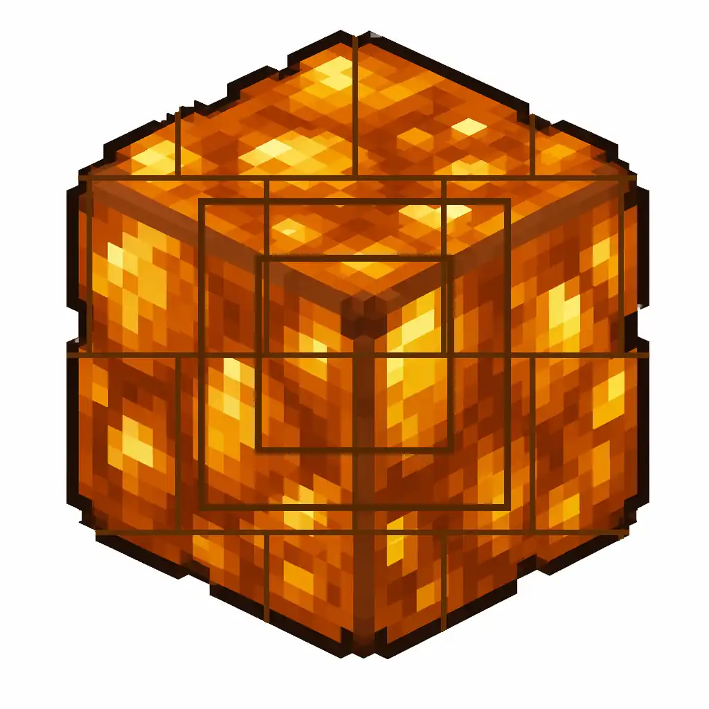 Pixel art illustration of chiseled resin bricks, a brick cube block