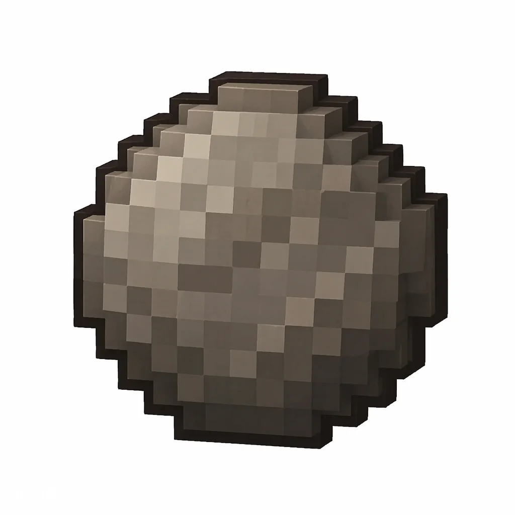 Pixel art illustration of a round soft gray-brown lump of wet clay