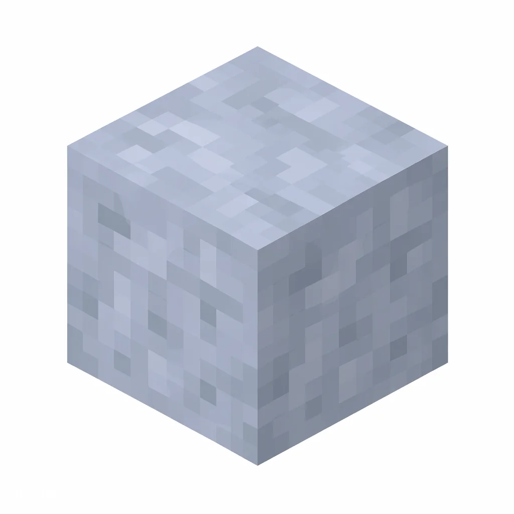 Pixel art illustration of a smooth light gray-blue clay block