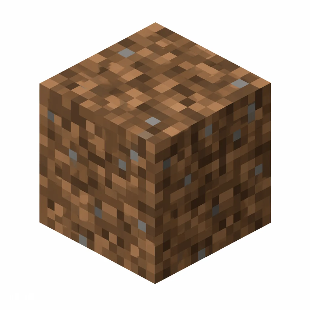 Pixel art illustration of a coarse dirt block with rough earth and gravel bits