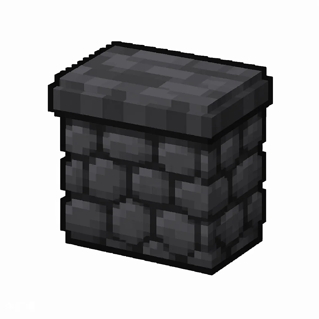 Pixel art illustration of a cobbled deepslate wall, a short sturdy wall pillar
