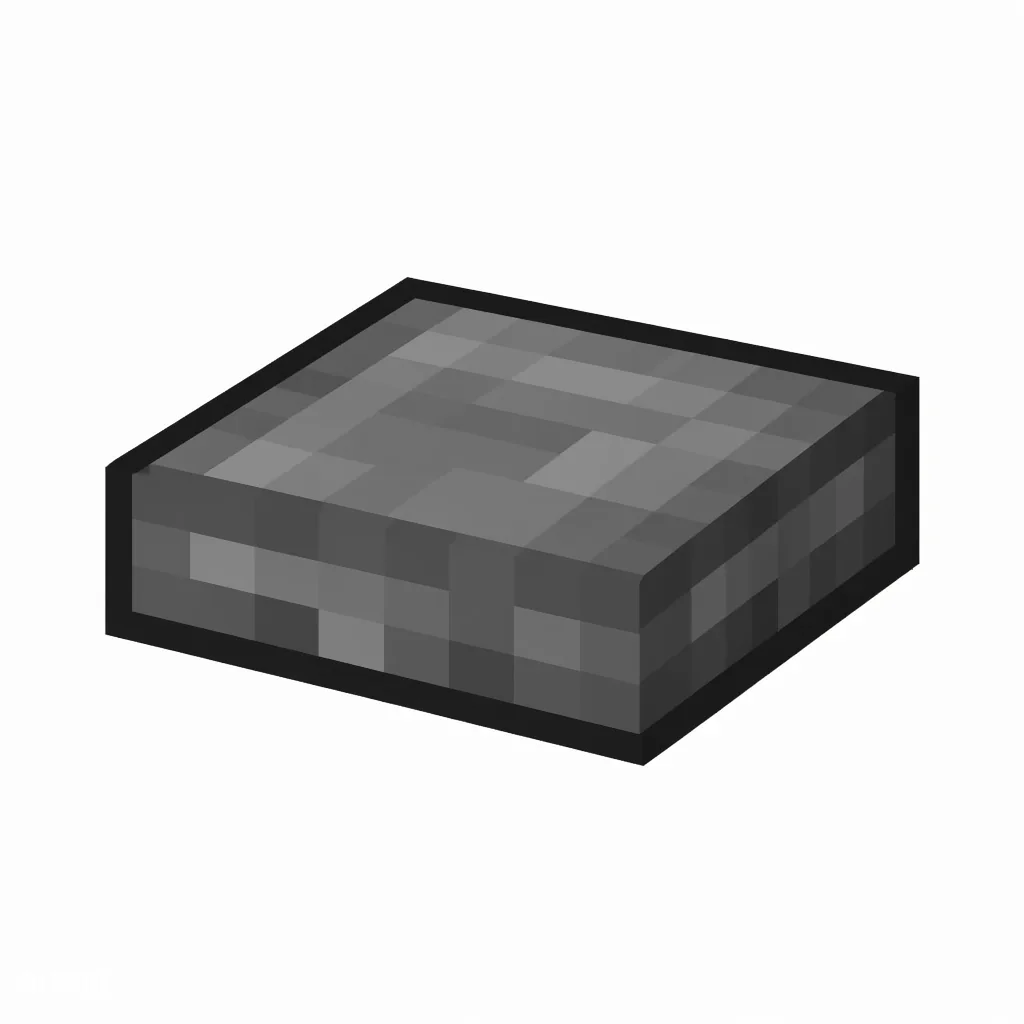 Pixel art illustration of a cobblestone slab, a half-height flat block